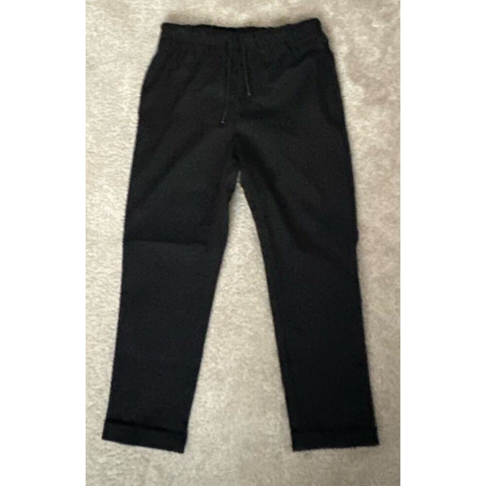 Oak + Fort High Waisted Straight Leg Twill Pants Black Women Size 28